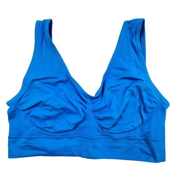 Activewear Sports Bras Set of 2 Size M Nylon Spandex Blue Pink - Picture 10 of 12